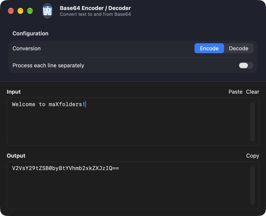Base64 Encoder / Decoder tool window