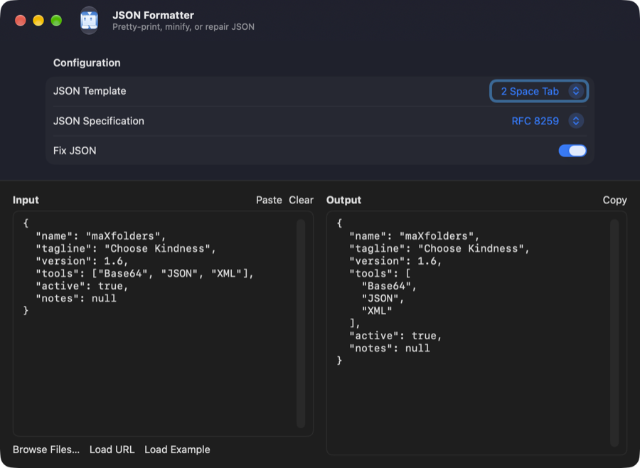JSON Formatter tool window