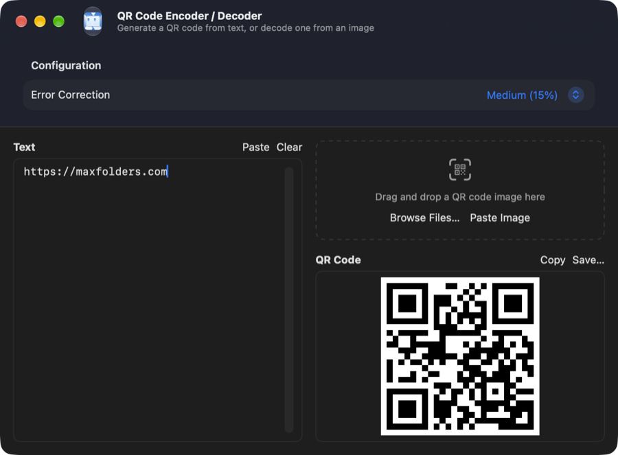 QR Code Encoder / Decoder tool window