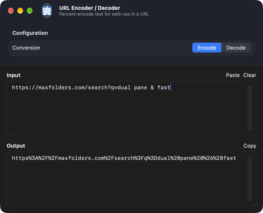 URL Encoder / Decoder tool window