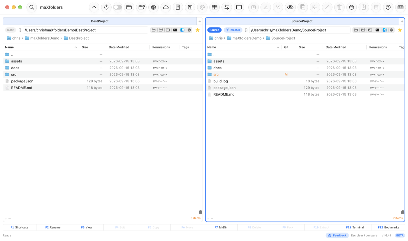 maXfolders in the Native light theme