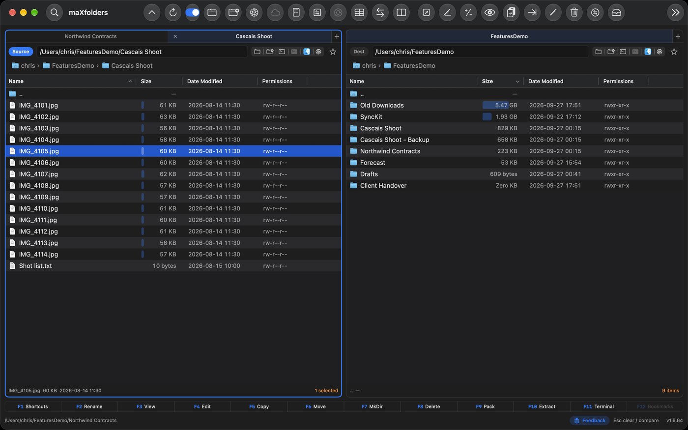 maXfolders in the Native dark theme